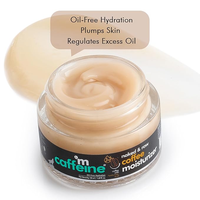 mCaffeine Naked and Raw Coffee Moisturizer - 48-Hour Face Cream Controls Excess Oil - Gel-Based Lotion Instant Moisture - Hyaluronic Acid - 1.69 oz