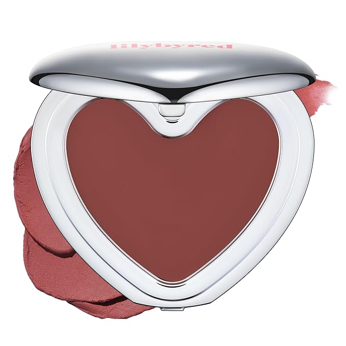 lilybyred Luv Beam Cheek Mousse | Heart-Shaped Korean Cream Blush, Airy Soft-Matte Texture, Soft-Focus & Pore-Blurring Finish, Seamless Buildable, Natural Flush, 0.13 oz. (06 Pomegranate Mousse)