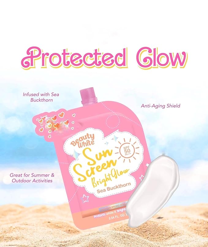 YGB Beauty White Sunscreen Bright Glow with Sea Buckthorn SPF 50 PA+++ (Twin Pack 25g each)