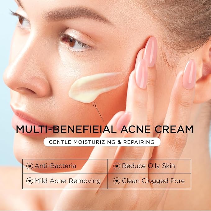 Cystic Acne Treatment for Face: Hormonal Acne Treatment Cream for Teens & Adults - Salicylic Acid & Tea Tree Oil Pimple Spot Remover - Anti-Acne Moisturizer Reduces Redness, Blemishes