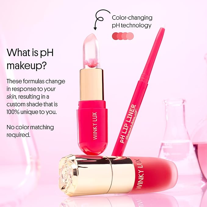 Winky Lux Flower Balm, pH Color Changing Lipstick and Tinted Lip Balm, Vegan & Cruelty Free, Hydrate & Plump, Sheer Pink, Pink & Purple Flower with Vanilla Scent