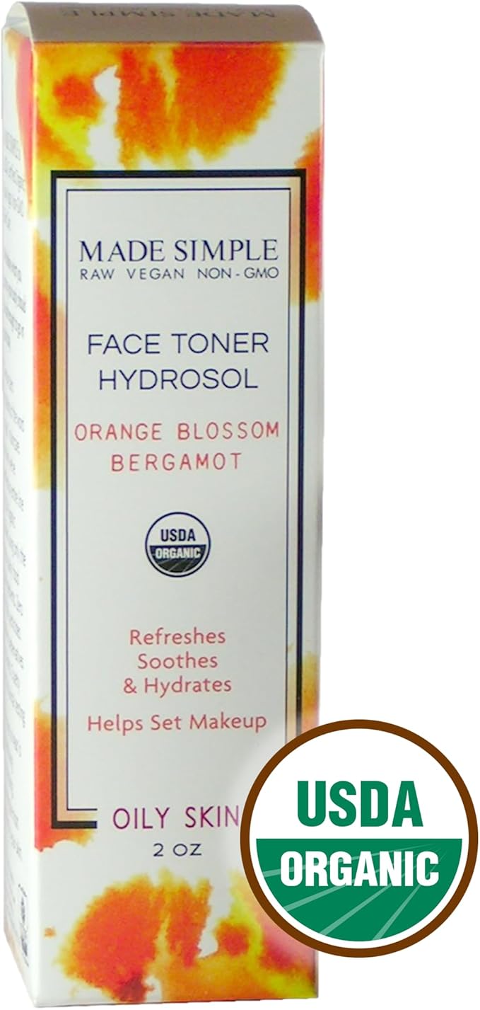 Orange Blossom Bergamot Face Toner for Oily Skin - Certified Organic, Vegan, & Cruelty-Free
