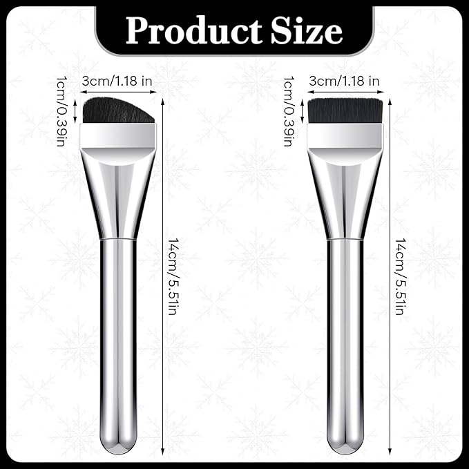 2pcs Spatula Brush Makeup, Flat Foundation Brush, Korean Makeup Brushes for Liquid Makeup Blending Cream, Black Soft Bristles Blending Brushes Silver