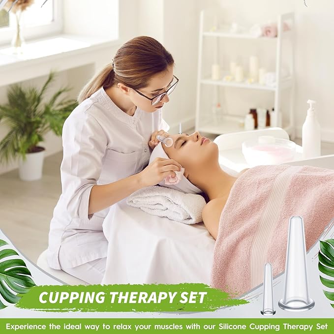 4 Pcs Face Cupping Set, Facial Cupping Set for Face and Eye Massage, Silicone Massage Vacuum Anti Aging Beauty Tool Facial Care(Clear)
