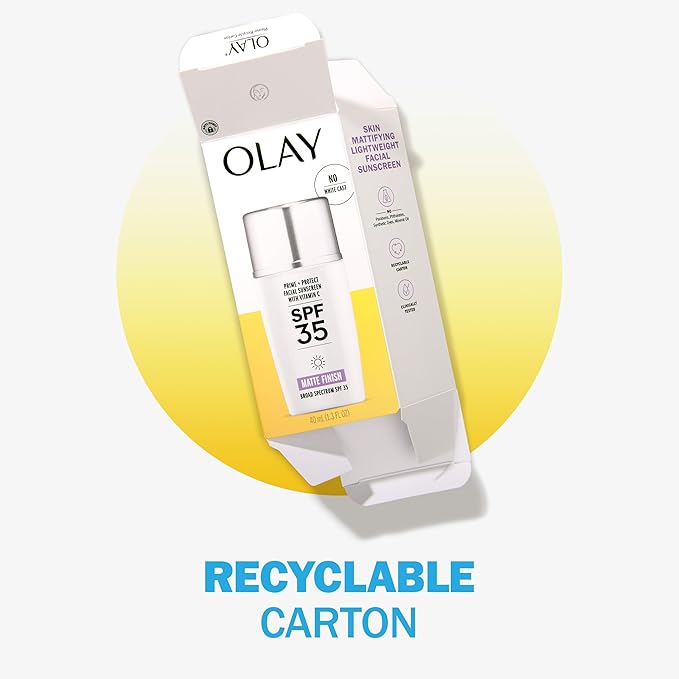 Olay Prime & Protect SPF 35 Face Sunscreen, 40 mL (1.3 FL OZ), Matte Finish SPF Makeup Primer and Lightweight Sunscreen for All Skin Types