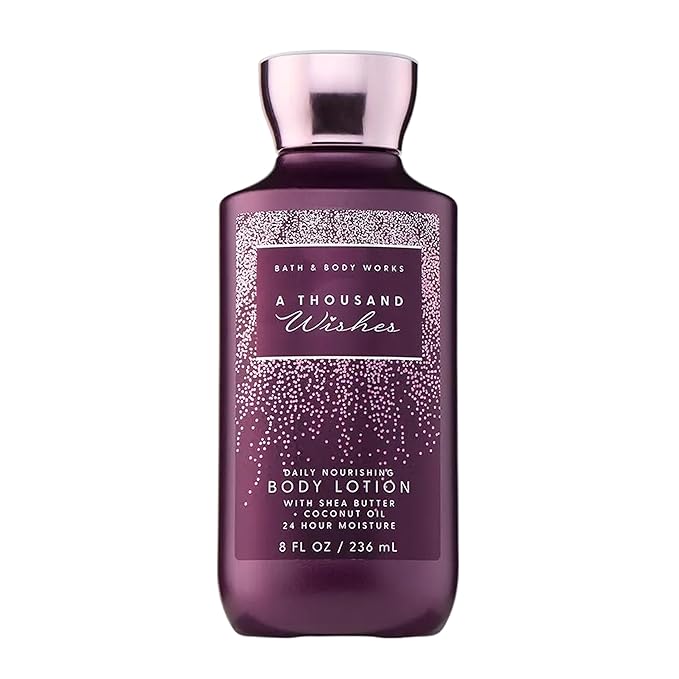 Bath & Body Works A Thousand Wishes Body Lotion, Lightweight Daily Moisturizer with Shea Butter & Coconut Oil, Sparkling Prosecco & Peony Scent, 8 fl oz - 1 Pack