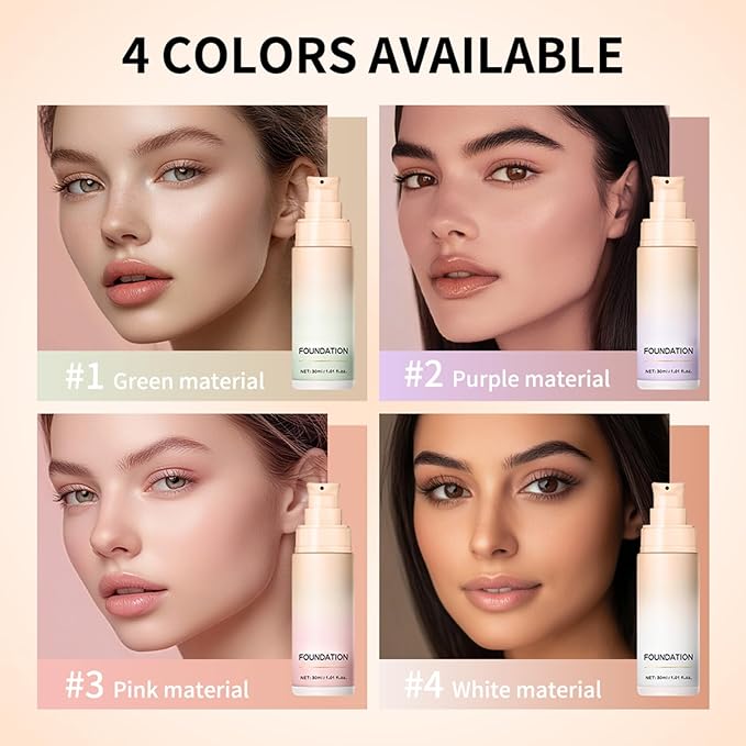 Color Changing Foundation, Color Correcting CC Cream with Centella, Even Red Skin Tone, Lightweight Non-Greasy, Hydrating, Sheer Coverage, Multiuse Face Concealer with Natural Finish(White)