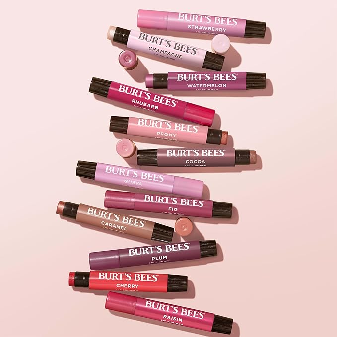 Burt's Bees Shimmer Lip Tint, Tinted Lip Balm Stick, Moisturizing for All Day Hydration with Natural Glowy Pigmented Finish & Buildable Color, Watermelon, 1 Tube, 0.09 oz. (Pack of 2)