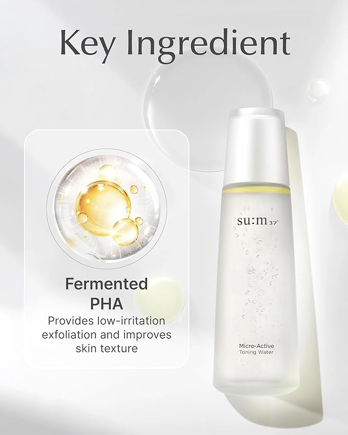 SU:M Secret Essence(1.01 fl oz) + Micro-Active Toning Water (5.07 fl oz) - Korean Skin Care, Skin Barrier Repair Hydrating Serum, Gentle Exfoliating Toner with Low-Irritation