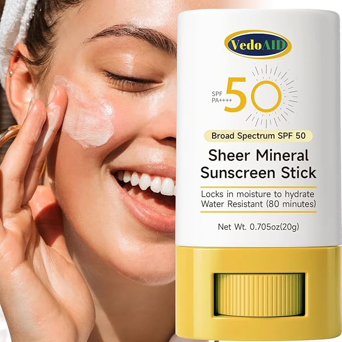Sheer Mineral Sunscreen Stick, SPF 50 Broad Spectrum, Water Resistant, Hydrating with Vitamin E, Zinc Oxide, 0.705 oz