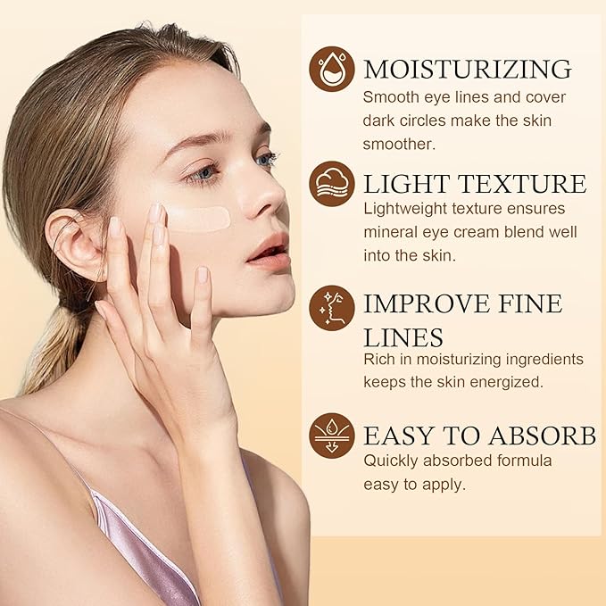 Mineral Sunscreen Eye Cream, SPF 35 3-in-1 Anti-Aging Sunscreen Under Eye Corrector for Smooth Eyelines Cover Dark Circle, Fine Lines Puffiness and Bags-04 Pink