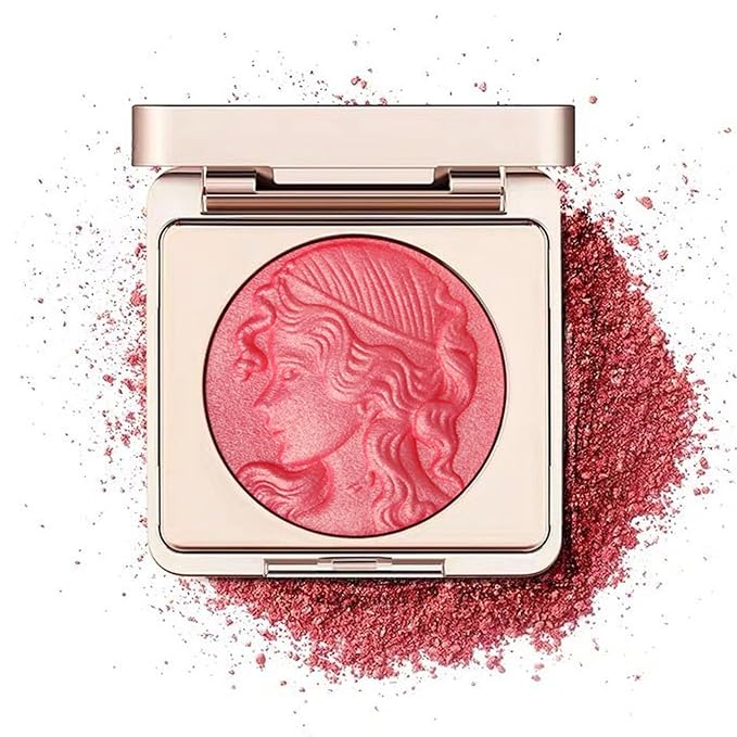 Embossed Smooth Powder Blush Palette for Cheeks, Korean Blush Makeup Palette, CDE Highlight Blush Palette Smooth Powder Blush, Long-Lasting Pigment Face Make up Blusher (Pink, 6g(0.21oz))