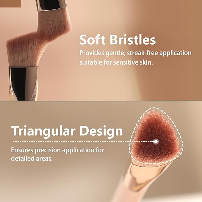 Angled Under Eye Concealer Brush for Liquid Cream Powder Brightening Concealer Trangle Small Nose Contour Foundation Makeup Brush 2-Pack