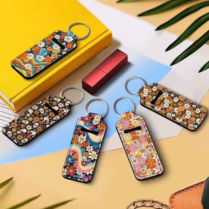 Pensura Chapstick Holder Keychain Fashion 5 Pcs Car Keychain Holder Portable Chapstick Holder Keep from Scratched and Dust