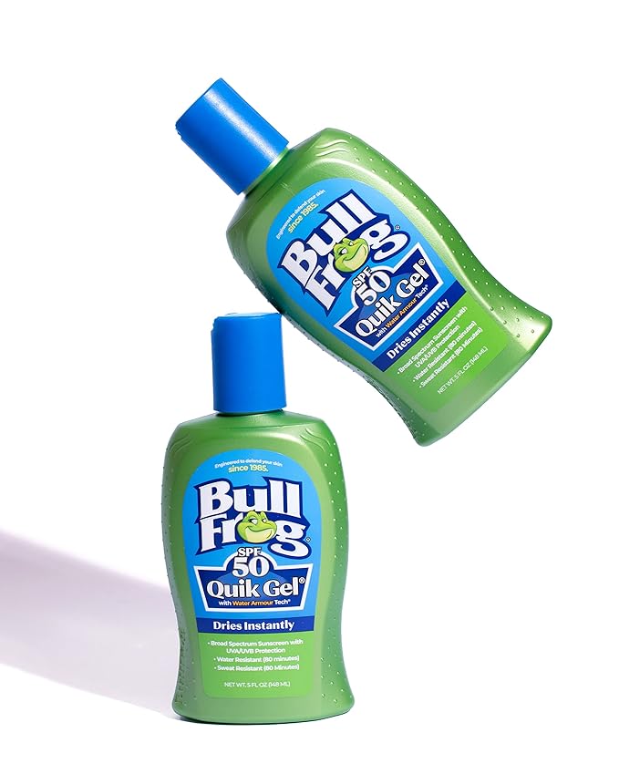 Bullfrog Quik Gel Sunscreen SPF 50 | Oxybenzone & Octinoxate Free | Broad Spectrum Moisturizing UVA/UVB, 5oz, 2 pack
