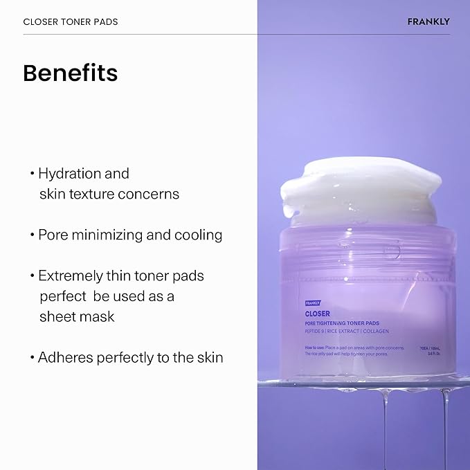 FRANKLY Pore Perfecting Set – Closer Serum, Toner Pads & Cleansing Oil | Deep Cleansing, Hydration & Pore Refining | Vegan Korean Skin Care | Skincare Gifts for Women