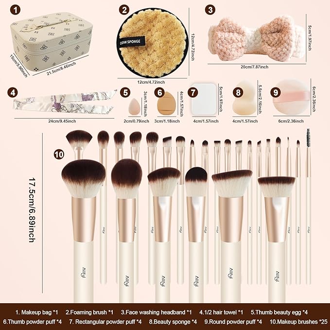 49 Pcs Makeup Brushes Set, Professional Premium Make up Brushes Kit with Leather Case, Complete Makeup Brush Set for Foundation, Blush, Contour, Concealer Eye and Face Makeup Cosmetic Tools