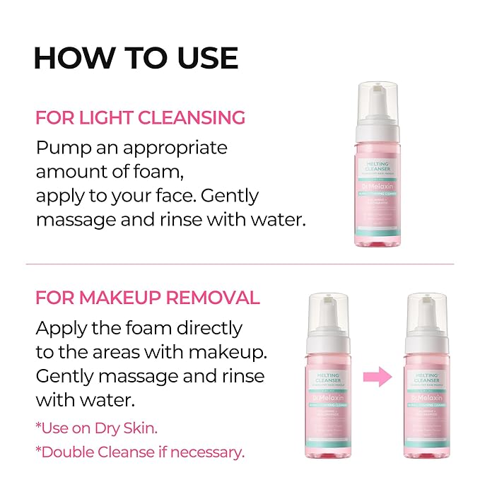 Dr.Melaxin Melting Cleanser - Hypoallergenic Makeup remover with Quick Bubble, Deep Pore Cleansing for all skin type, 150ml