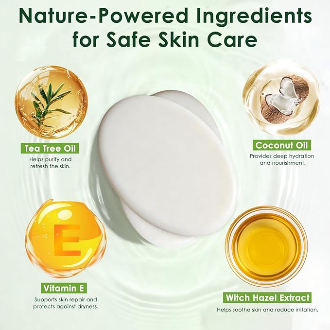 Antifungal Soap, Tea Tree Antifungal Soap Bar for Back Acne, Athlete's Foot, Tinea, Ringworm, Jock Itch, Face & Body Wash Soothing Care for Men And Women, Relief of Itchy