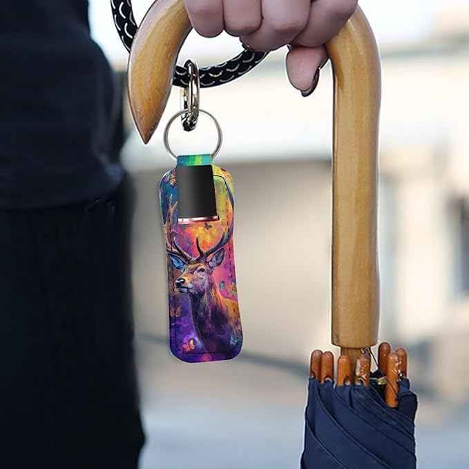 Lipstick Holder Keychain, Cute Keychains for Lip Balm Holder, Neoprene Lipstick Sleeve Pouch for Women Men Teens