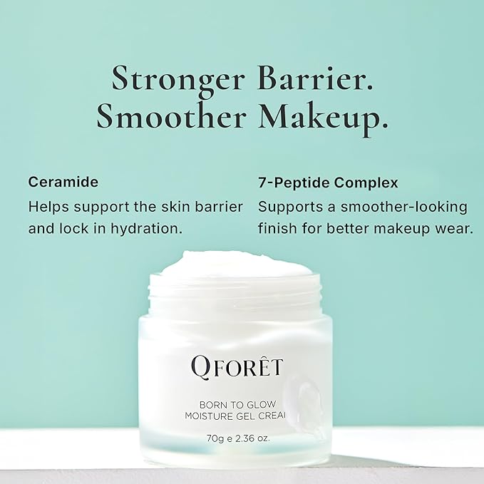 Born to Glow Face Moisturizer, Makeup Prep Gel-Cream, Fragrance-Free, Vegan Phyto Mucin + Ceramides + Peptides, 2.36 fl oz