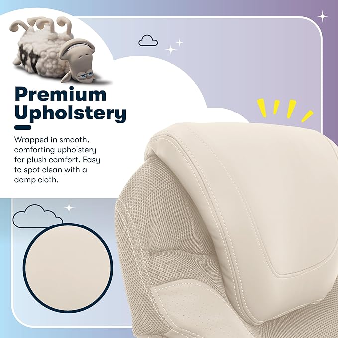 Serta Bryce Executive Office Chair - Ergonomic Computer DeskChair with Lumbar Technology - Adjustable Height - Memory Foam Body Pillows - 360° Swivel Rolling Base - Bonded Leather - Cream