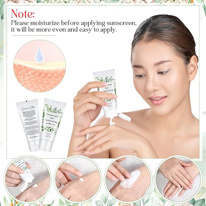 12 Pcs Mini Sunscreen Bulk for Summer Travel Size Spf 30 Water Resistant Sunscreen Lotion Bulk for Thank You Gifts Hawaiian Wedding Bridal Party Favors for Pool Wedding(Eucalyptus)