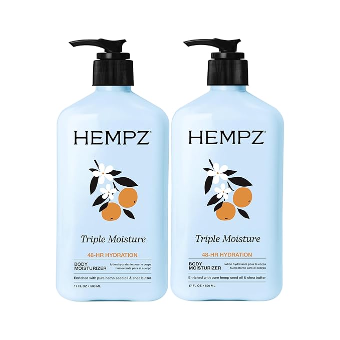 Hempz Triple Moisture Herbal Whipped Body Crème Lotion Moisturizer, 17 Fl Oz (Pack of 2)