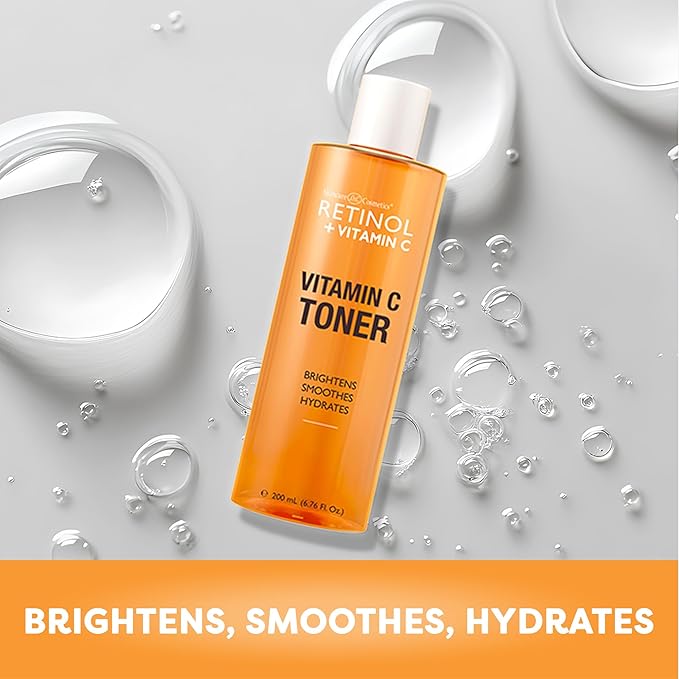 LIVAURA Retinol + Vitamin C Face Toner for Brightening & Anti-Aging – Hydrating Toner to Reduce Fine Lines & Dark Spots – Suitable for All Skin Types – 200 mL