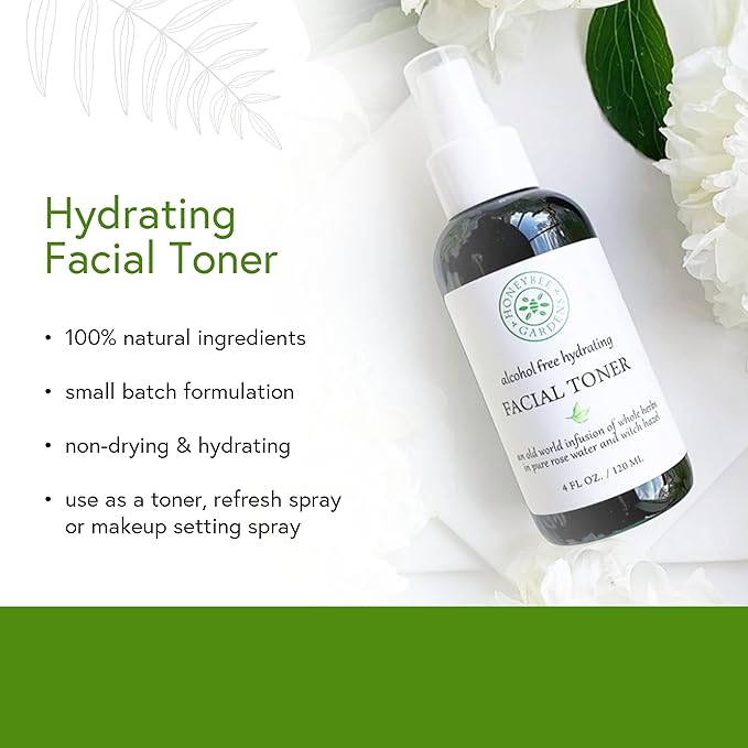 Honeybee Gardens 100% Natural Hydrating Facial Toner/Makeup Setting Spray | Alcohol Free | 4 fl oz.| Vegan | Gluten Free | Cruelty Free | Unscented