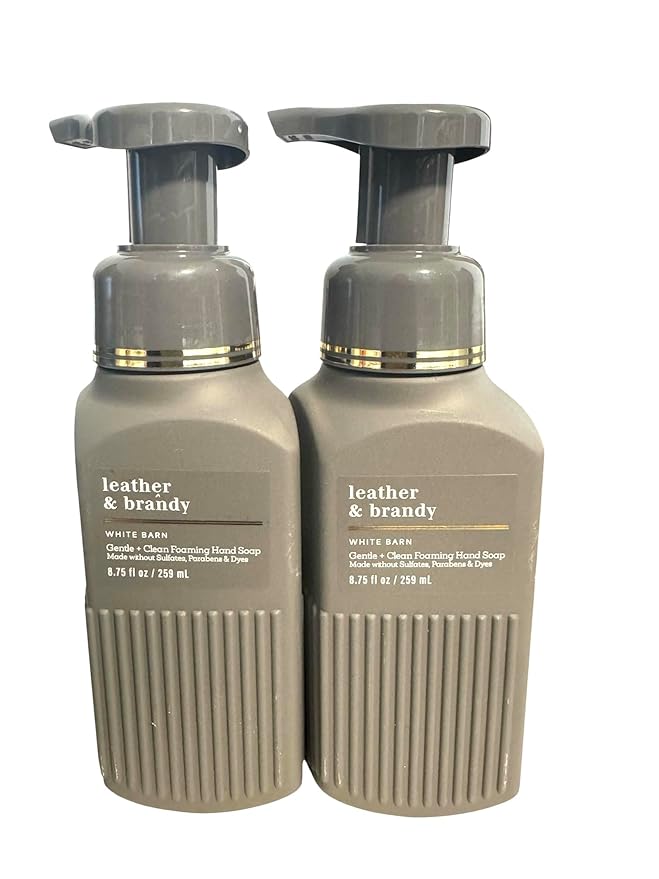 Bath and Body Works Gentle Foaming Hand Soap 8.75 Ounce 2-Pack (Leather & Brandy)