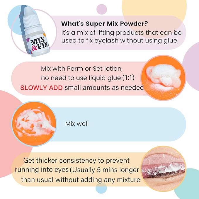 PERMANIA Korean Lash Lift Powder, Super Mix Eyelash Perm Solution Achieve Glue-free for Lash Lift, Salon Use (Only Powder-White)
