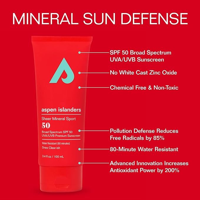 Hawaii Reef Compliant Act 104 Sheer Mineral Sport Sunscreen Lotion | High Altitude, SFP 50, No White Cast Zinc | Face & Body | Anti-Aging | Non-Toxic | Water-Resistant | 3.4 fl oz