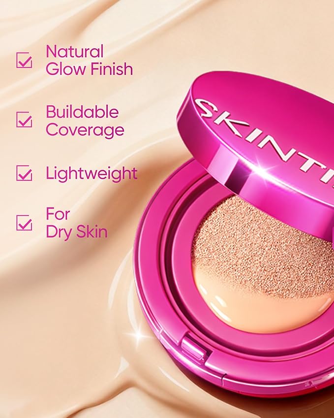 Pink Glow Cushion Foundation #07N Soft Caramel| Medium Coverage, Natural Glow Finish, Moisturizing for Dry Skin, Lightweight, Long-Lasting & Oxidation-Resistant