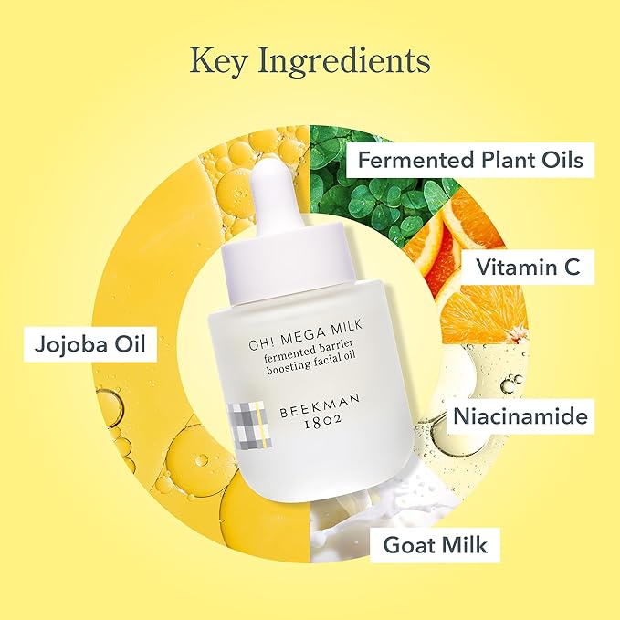 Beekman 1802 Milk Shake Hydrating Toner & Face Mist (8.1 fl oz) + Oh! Mega Milky Oil Facial Oil (1 fl oz) – Hydrating Skincare Safe for Sensitive Skin – Cruelty Free – Packaging May Vary