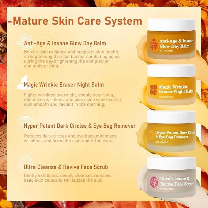 4-In-1 Mature Skin System, Hydrating & Nourishing Formula for Mature Women’s Skin, Supports Smooth, Firm & Radiant-Looking Skins, Gentle Daily Face Balm System