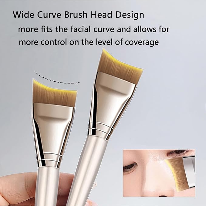 Foundation Brush, Angled Makeup Brush Ultra Thin Facial Brush Fast Flawless Face Mask Brushes for Blending Liquid Foundation, Blending Cream, Gold