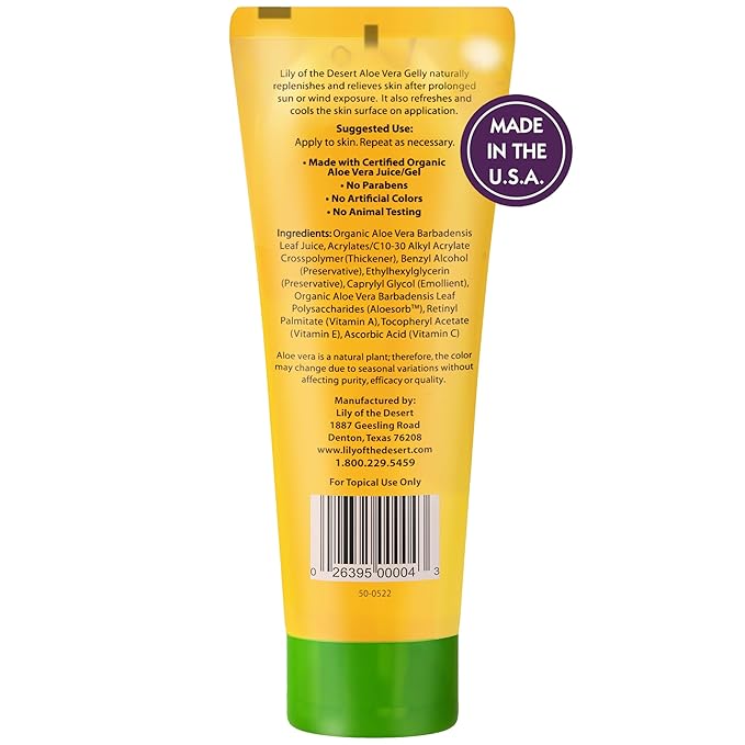 Lily Of The Desert Gelly Moisturizer 2-Pack – 99% Organic Aloe Vera Gel with Vitamin C, E, and A, After Sun Skin Care, Sunburn Relief, 4 Oz Each