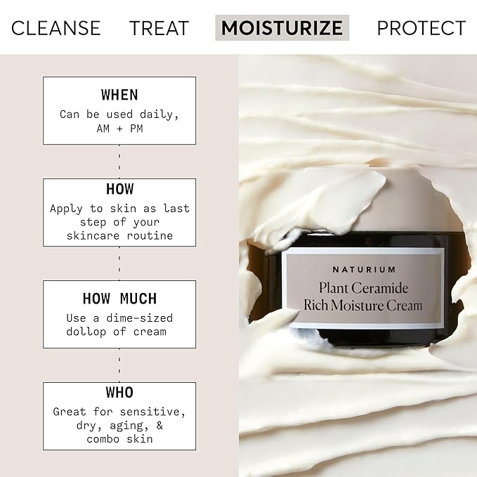 Naturium Plant Ceramide Rich Moisture Cream, Hydrating & Anti-Aging Skincare, 1.7 oz