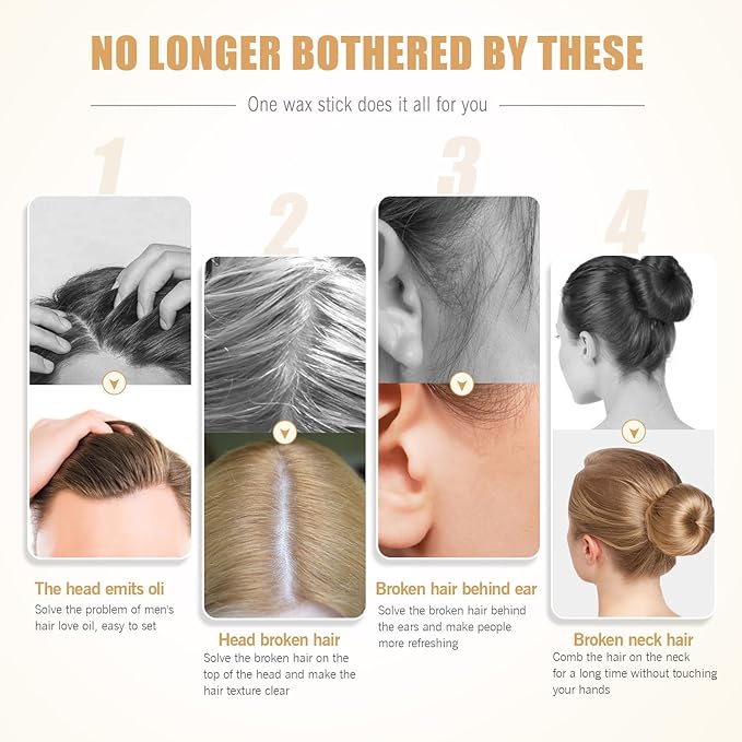FUNAN Hair Finishing Stick Hair Wax Stick with Brush Works Better When Paired Together