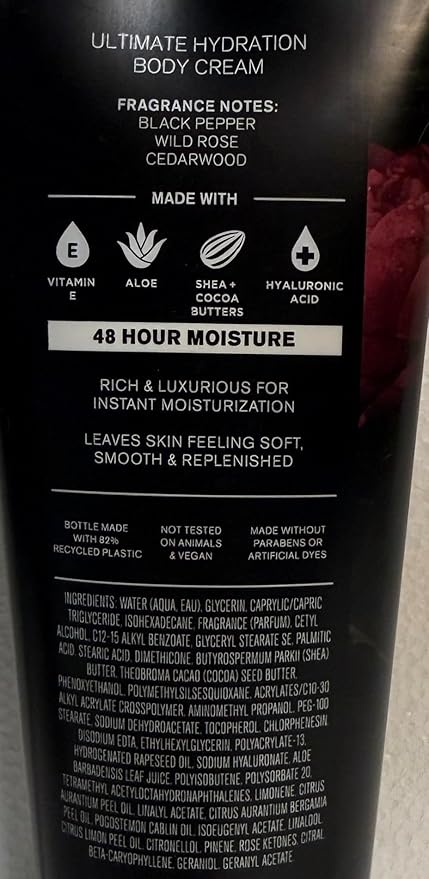 Bath & Body Works Men's Nocturnal Rose Ultimate Hydration Body Cream 8 Ounces Pack of 2