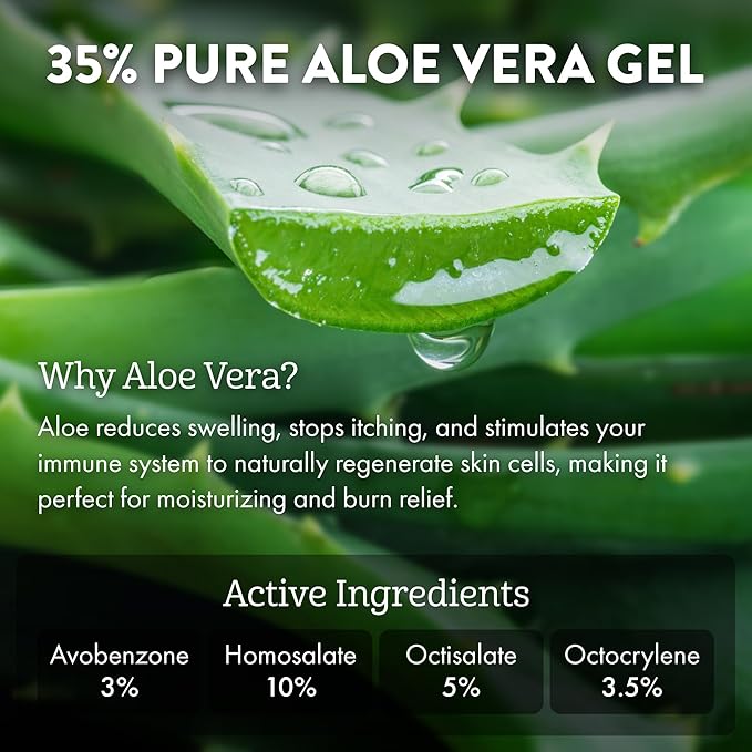 Aloe Up Sport Sunscreen Body Lotion SPF 30 – Broad Spectrum Sunblock with Hydrating Aloe Vera Gel–Non Greasy, No White Cast, Reef Friendly, Water Resistant for up to 80 Minutes,Fragrance Free – 32 Oz