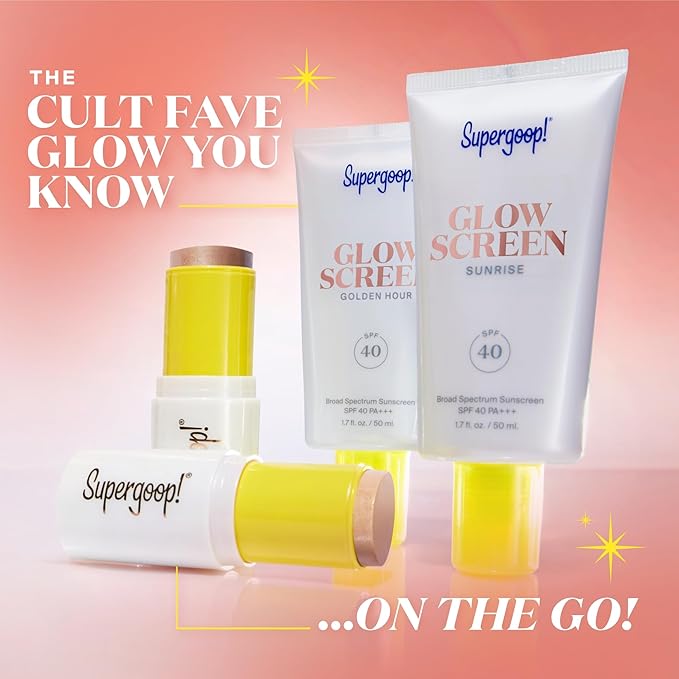Supergoop! Glowscreen Sunlighter Glow & Protect Stick SPF 45 - Golden Hour - 0.35 oz - Sheer, Sunkissed Finish - Doubles as a Highlighter