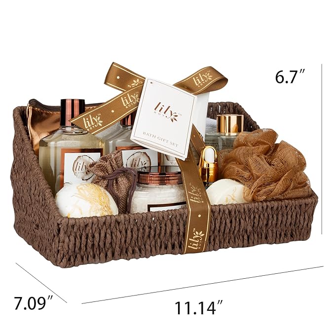 Bath and Body Gift Basket Set for Women - Coconut Vanilla Gift, Spa Gift Basket 17-Piece Bath Gift Set Self Care Gift for Mothers Day, Fathers Day, Birthday, Christmas Gifts, Valentines Day Gifts