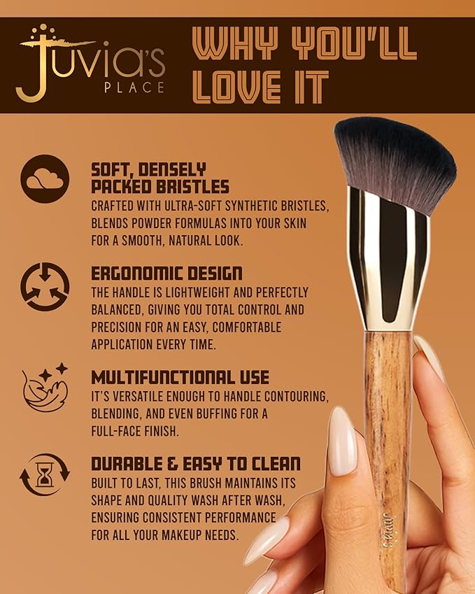 Juvia's Place BRONZED J302 Cream Foundation Brush - Dense Soft Bristles for Smooth Blending, Airbrushed Finish - Ergonomic Handle for Precision Contour - Foundation, Cream, Liquid & Mousse Formulas