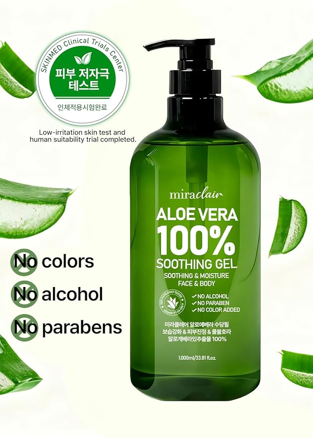 100% Pure Aloe Vera Soothing Gel – Aloe Vera Gel 1000ml, Moisturizing & Calming Skin Care for Face & Body Hair 33.81 fl oz