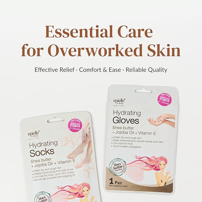 Epielle Hydrating Foot Mask 6 Pairs, Relieve and Soften with Shea Butter & Jojoba Oil, Deep Moisturizing Socks for Dry, Cracked Feet, Self Care Gifts for Women, Spa Kit, Easter Basket Stuffers