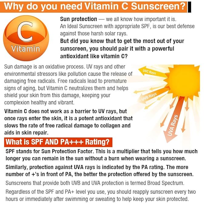 StBotanica Vitamin C SPF 30 PA+++ Sunscreen Mineral Based & Water Resistant,120ml - UVA & UVB Protection