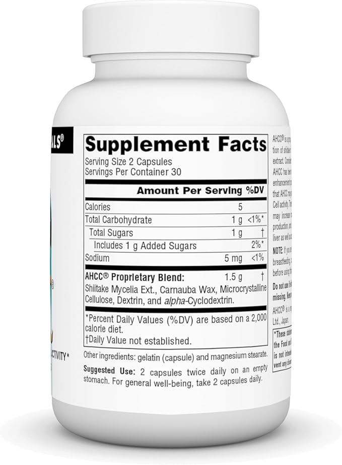 Source Naturals AHCC 750 mg Increases Natural Killer Cell Activity* - 60 Capsules