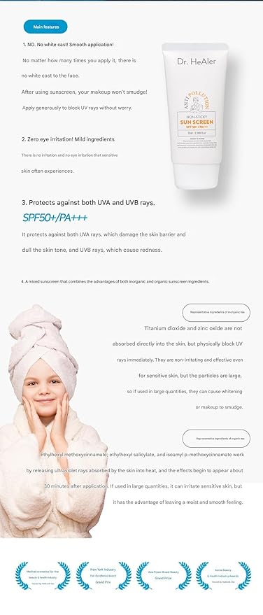 Dr.Healer Anti Pollution Non-Sticky Sun Screen SPF 50+/ PA+++ Korean Skin Care